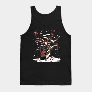 Black Dachshund Scarf Cardinal Snow Christmas Tank Top